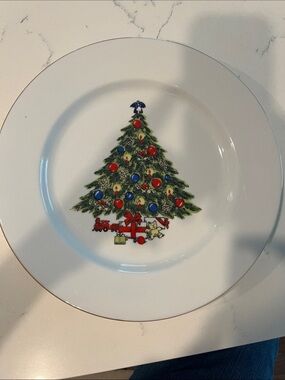 Sea Gull Fine China Dinner Plate - White with Light Blue Rim